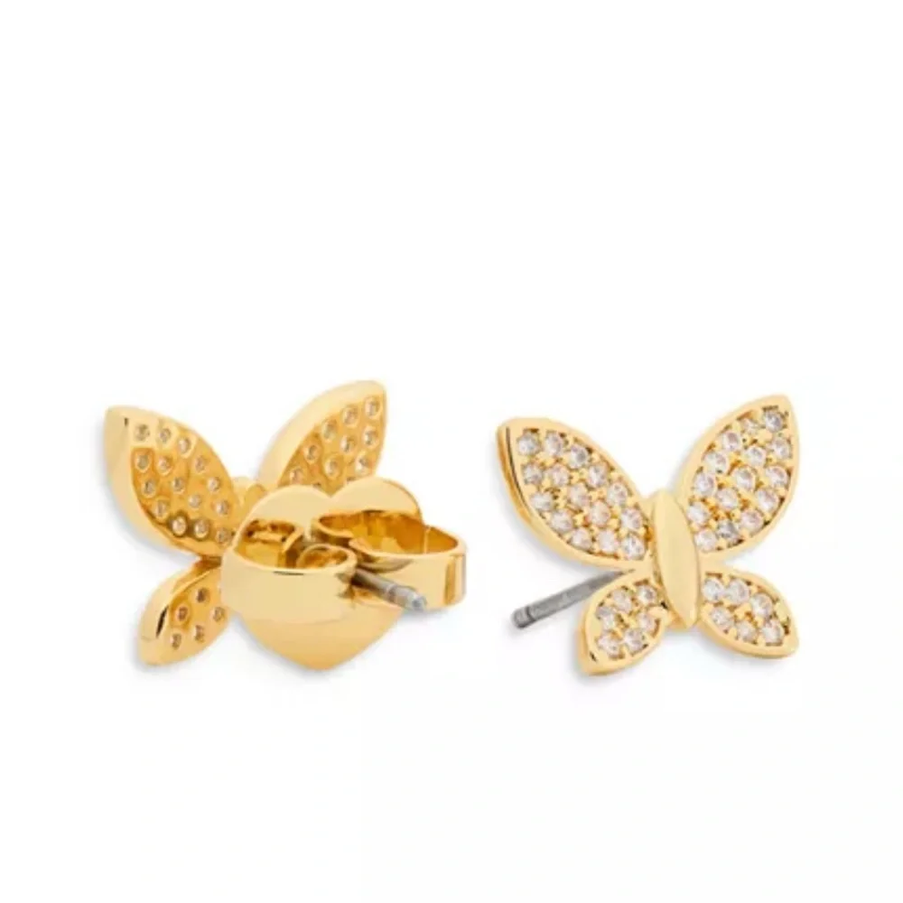 kate spade new york Pavé Butterfly Stud Earrings in Gold Tone‎ NWT